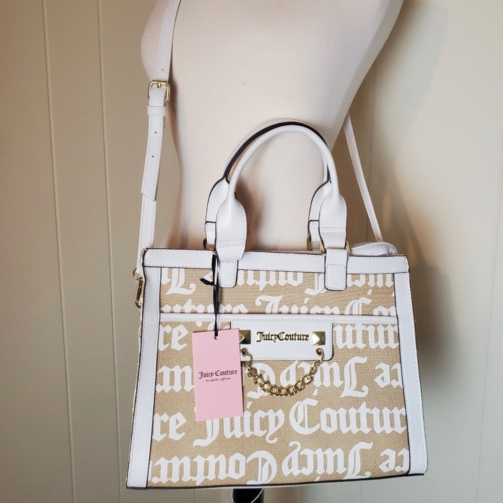 Juicy Couture Sand Oyster Hang Around Tote Handbag Bag Purse